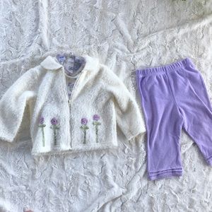 Lavender Rose So Cuddly Zip Jacket and matching top and pants-18 months